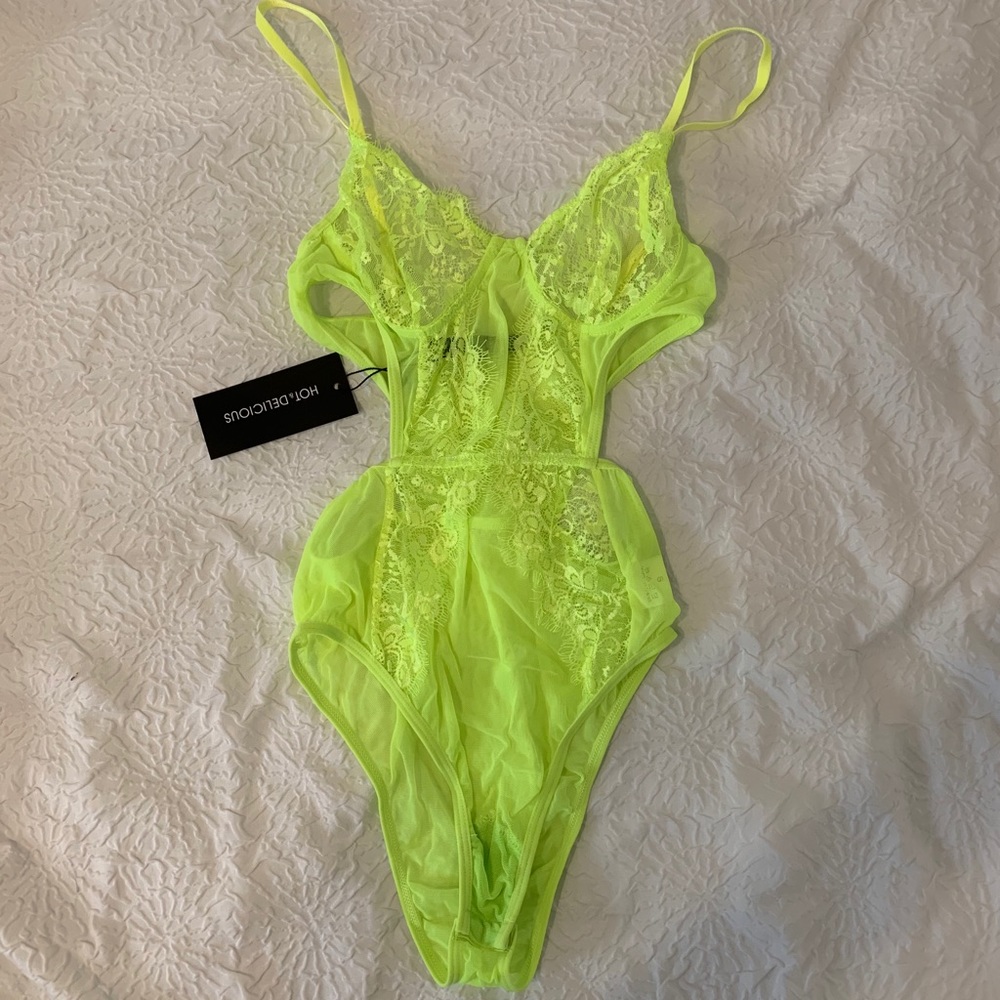 Neon lace bodysuit
